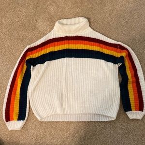 Rainbow Knit Turtle Neck Sweater